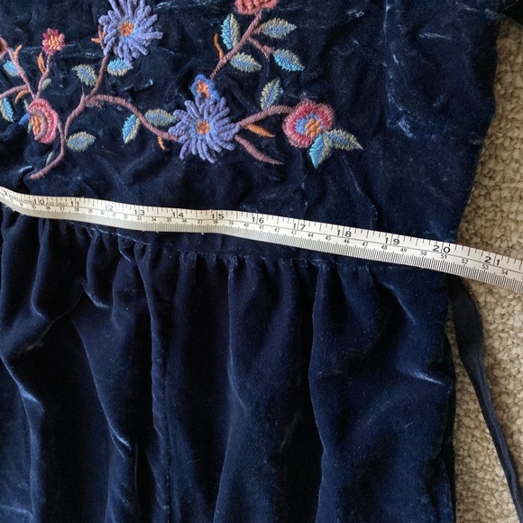 April Cornell Jewell Collection Midnight Blue Velvet Dress Sz M Embroidered - Picture 10 of 13